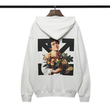 Off White Hoodie Anime Print Casual Hooded Sweater Plus Size Loose