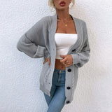 Women's Cardigan Knit Sweater Autumn and Winter Knitted Cardigan Twist Sweater Women's Coat