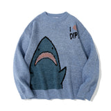 Men Sweater Cartoon Jacquard Crew Neck Sweater Men Loose Pullover