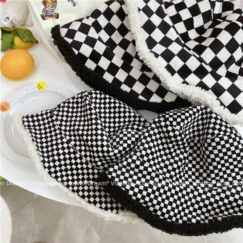 Vintage Check Bucket Hat Faux Cashmere