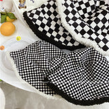 Vintage Check Bucket Hat Faux Cashmere