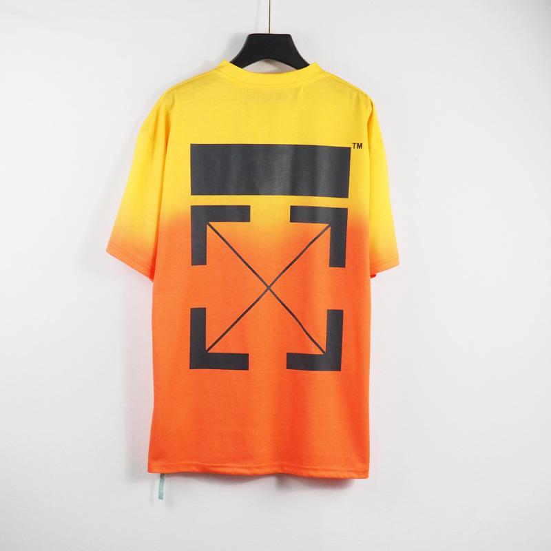 Off White T Shirt Casual Loose Tshirt Gradient Color Arrow Print Owt