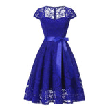 Burgundy Dress Formal Lace Patchwork Retro Slim Dress