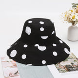 Women Bucket Hat Casual Sun Hat Polka Dot Double-Sided