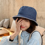 Women Bucket Hat Denim Blue Soft Top Foldable Basin Hat