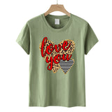 Valentine's Day T Shirt Love You Heart Printing Pullover Cotton Short Sleeve Women's T-shirt