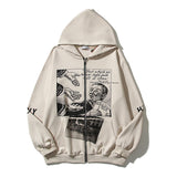 Cardigan Baseball Jacket Autumn and Winter Letter Vintage Print Zipper Cardigan Hoodie