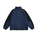 Men Denim Jackets Color Stitching Stand-Collar Denim Jacket Vintage