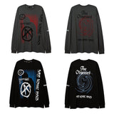 Man Fall Outfits Vintage Graffiti Printing Long Sleeve T-shirt Men and Women Autumn Sweater