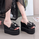 High Heels Slippers Summer Wedge Platform Bow Fashion Slippers