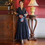 Coachella Music Festival Outfits Autumn Chinese Style Embroidered V-neck Dress Embroidered Shirt