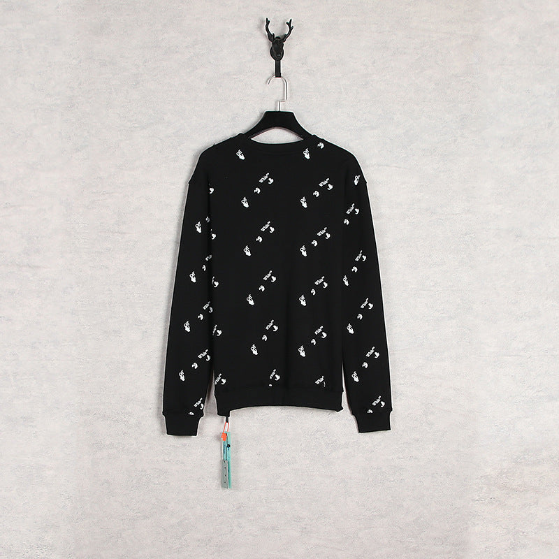 Off White Sweatshirts Round Neck Terry Sweater Ow Men'S And Women'S Casual Loose