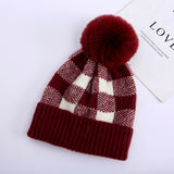 Red Beanie Hat Cotton Wool Hat Wool Fashion Plaid