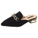 Finn Chain Pointed Toe Mule Closed-Toe Slippers Female Summer Pointed-Toe Mules Shoes