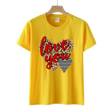 Valentine's Day T Shirt Love You Heart Printing Pullover Cotton Short Sleeve Women's T-shirt