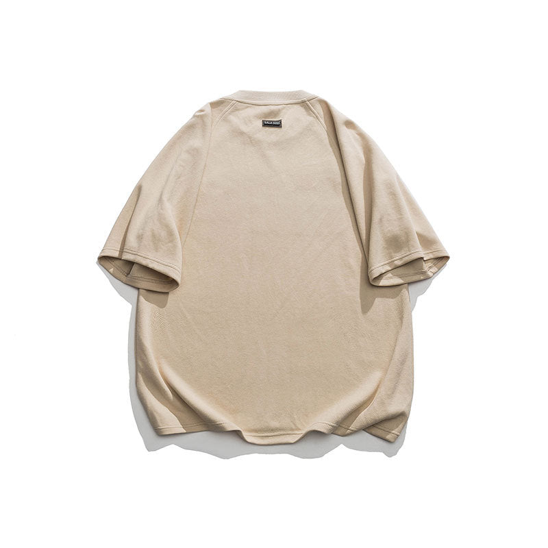Men T Shitrs Letter Adhesive Printed Round Neck