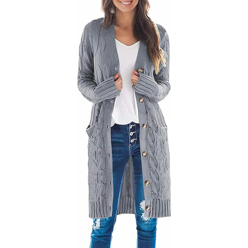 Women's Cardigan Knit Sweater Long Button Cardigan Sweater for Women
