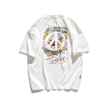 Men T Shitrs Back Letter Printed Round Neck