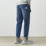 Men Jeans Elastic Straight Loose Blue Jeans