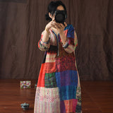 Gypsy Style Dresses Printed Lace V-neck Pastoral Loose