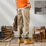 Cuffed Cargo Pants Men's Overalls Men's Spring and Autumn Loose Pants Casual Pants