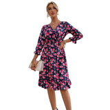 Kendall Jenner Wedding Guest Dress Versatile Casual Printed V-neck Sexy Dress