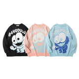 Men Sweater Cartoon Fun Spoof Brocade Sweater Men's Loose round Neck Sweater