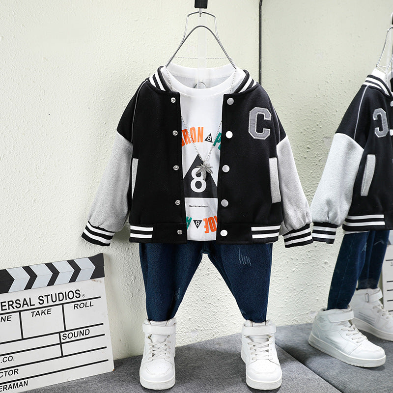 Toddler Boys Jackets Children's Baseball Uniform Coat Spring and Autumn