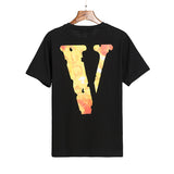 Vlone T Shirt Loose And Simple Back Large V Casual Short Sleeve T-Shirt