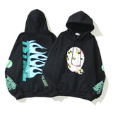 Kanye West Sunday Service Hoodie Robot Blue Flame Fleece Hoodie