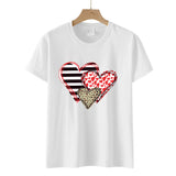 Valentine's Day T Shirt Colorful Plaid Printed Pullover Short Sleeve Women's T-shirt