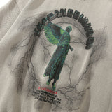 Men Sweater Dark Statue Printed Sweater Men's Loose round Neck