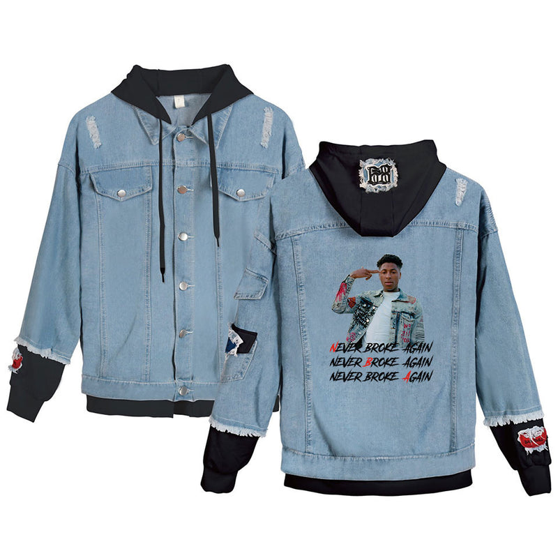 Never Broke Again Hoodie Denim Jacket Casual Able