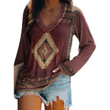 Romanian Gypsy Outfits Printed Long-Sleeved T-shirt for Women