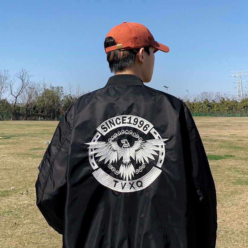 Varsity Jacket Baseball Uniform Men'S Spring And Autumn Embroidered Flight Jacket Men