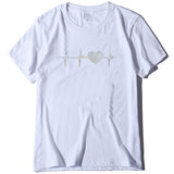Valentine's Day T Shirt ECG Heart-Shaped Rhinestone Summer Large Size Top