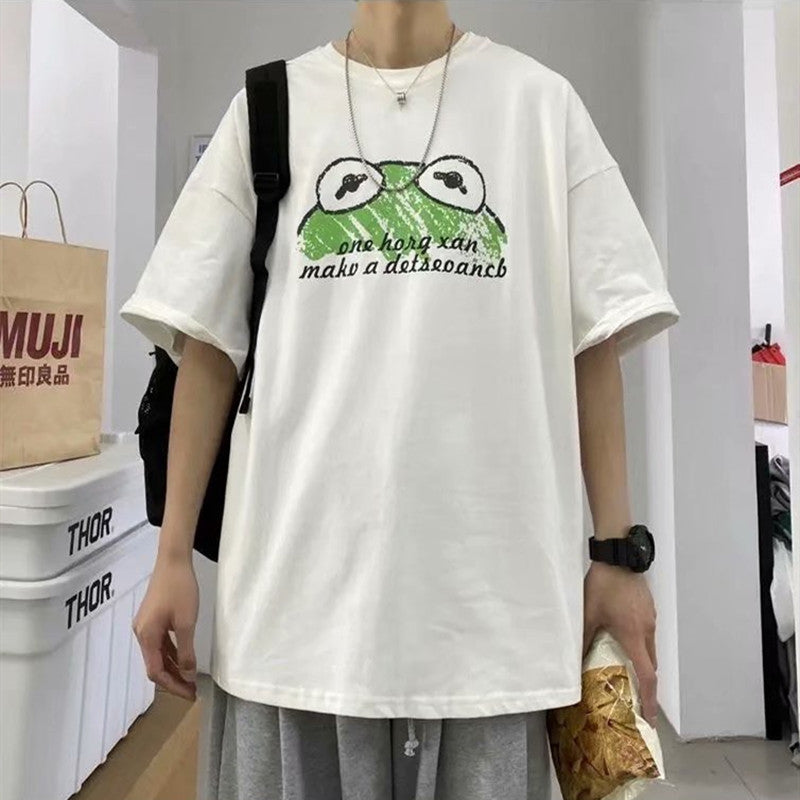 Men T-Shirts Cartoon Loose round Neck