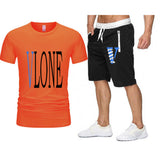 Vlone T Shirts & Shorts 2 Piece Set Letter Printing Summer Menswear Casual
