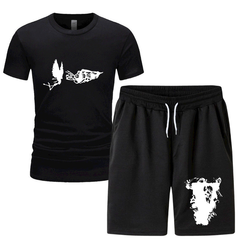 Vlone T Shirts & Shorts 2 Piece Set Men'S Summer Sports Fitness Casual Shorts Suit