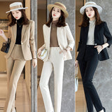 Interview Suit Women Beige Blazer Women Casual Autumn Suit