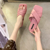 Women Open Toe Sandals Flats Summer Fashion Cross Fashion Outerwear Flat Heel Candy-Colored Slippers