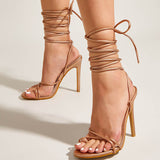 Nude Strappy Heels Sandals High Heels