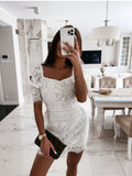 Coachella Music Festival Outfits Summer Sexy Hollow-out Elegant Back Zipper Dress for Women