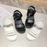 Women Open Toe Sandals Flats Spring/Summer Thick Bottom Velcro Sports Casual Sandals