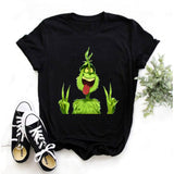 Men and Women Grinch Shirt Christmas Grinch Printed Short Sleeve