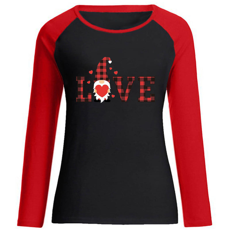 Valentine's Day T Shirt Valentine's Day Long Sleeve Women's Long Sleeve Printed Raglan