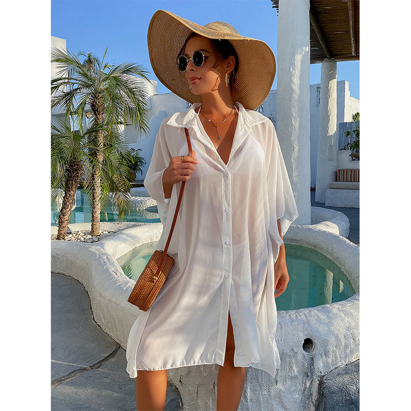 Coachella Music Festival Outfits Loose White Shirt Beach Bikini