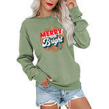 Merry and Bright Sweatshirts Merry and Bright Printed Large Size round Neck Sweater