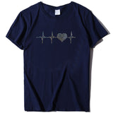 Valentine's Day T Shirt ECG Heart-Shaped Rhinestone Summer Large Size Top