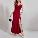 Burgundy Dress Formal Sleeveless Party Evening Dress